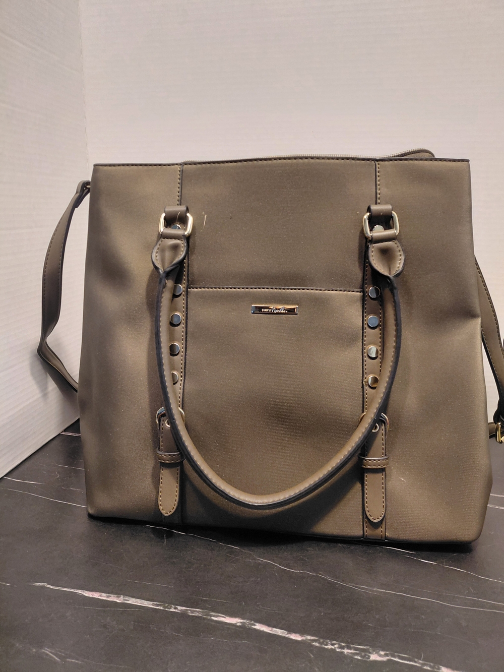 Simply Noelle Olive Tote with Stud Accents